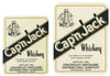 Cap'n Jack Brand Vintage Cincinnati Ohio Whiskey Label Set of 2
