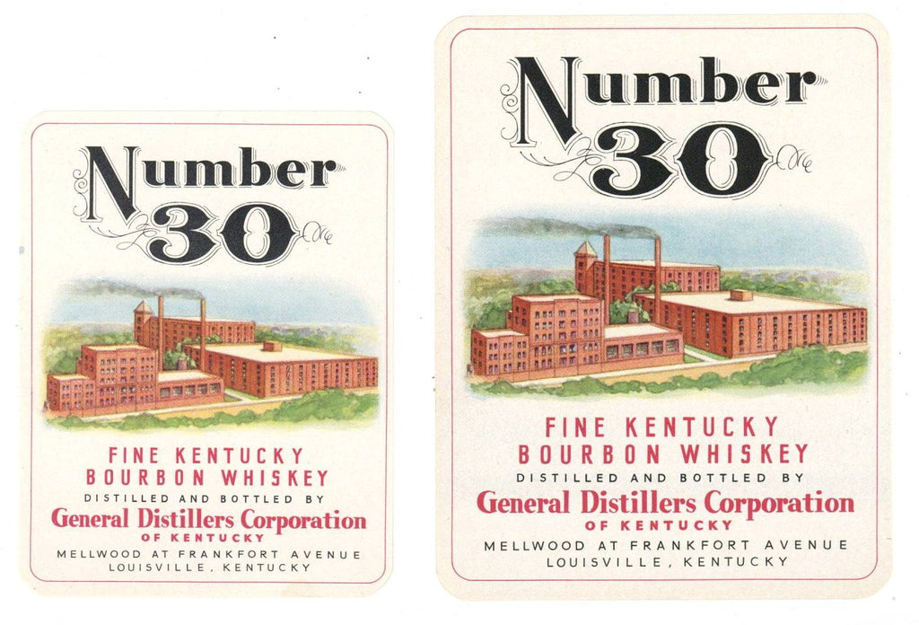 Number 30 Brand Vintage Louisville Kentucky Whiskey Label Set of 2