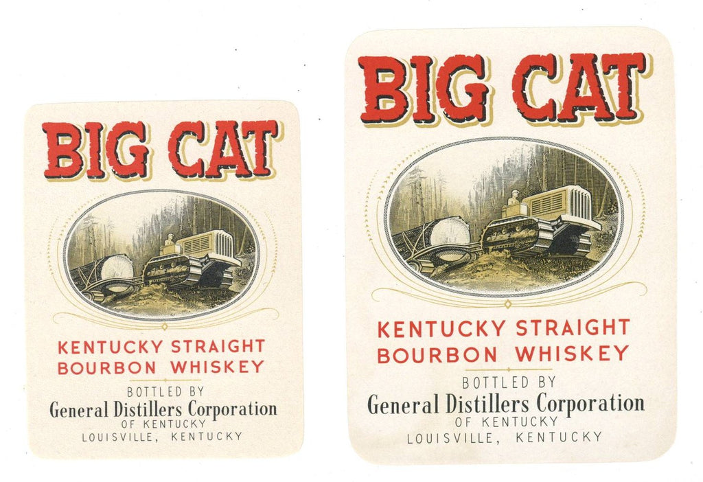 Big Cat Brand Vintage Louisville Kentucky Whiskey Label Set of 2