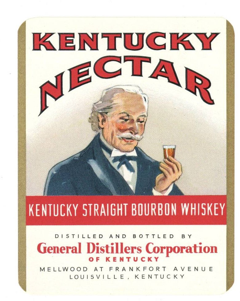 Kentucky Nectar Brand Vintage Louisville Kentucky Whiskey Label