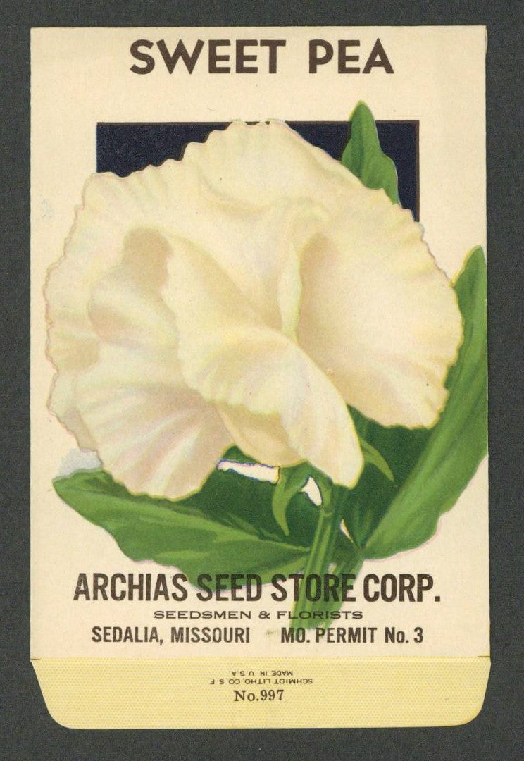 Sweet Pea Vintage Archias Seed Store Seed Packet