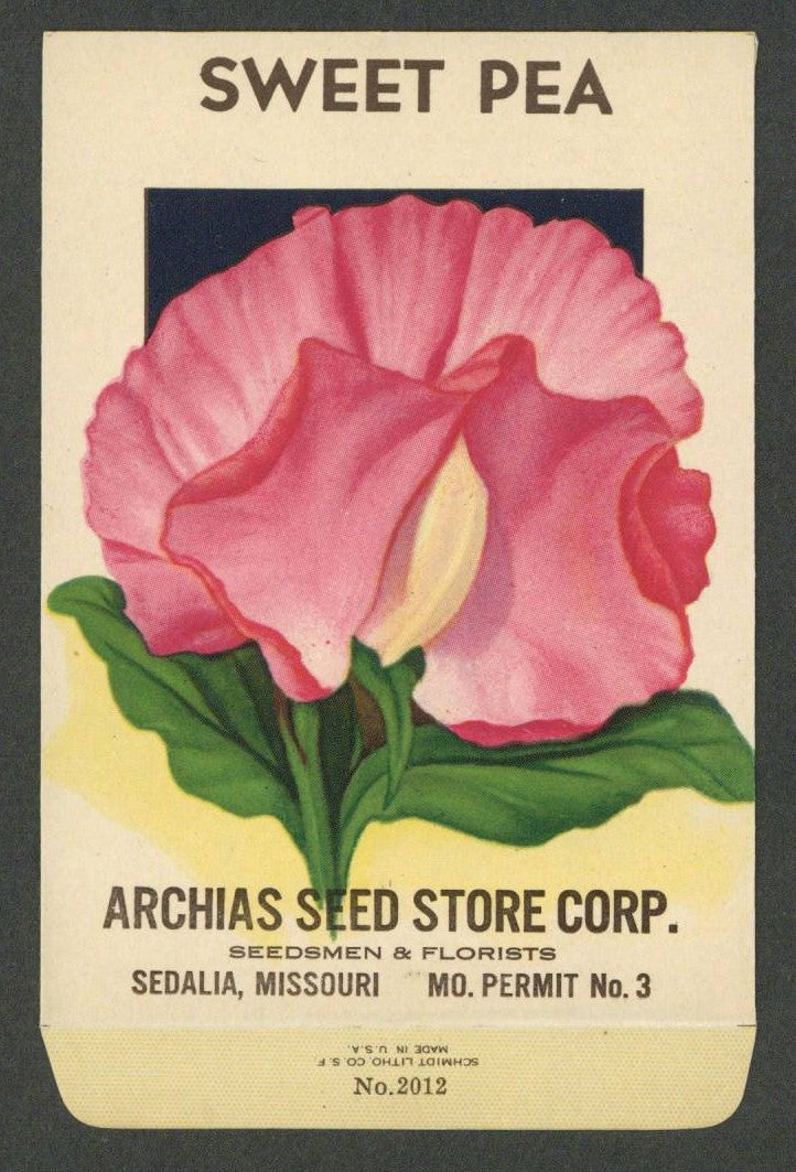 Sweet Pea Vintage Archias Seed Store Seed Packet