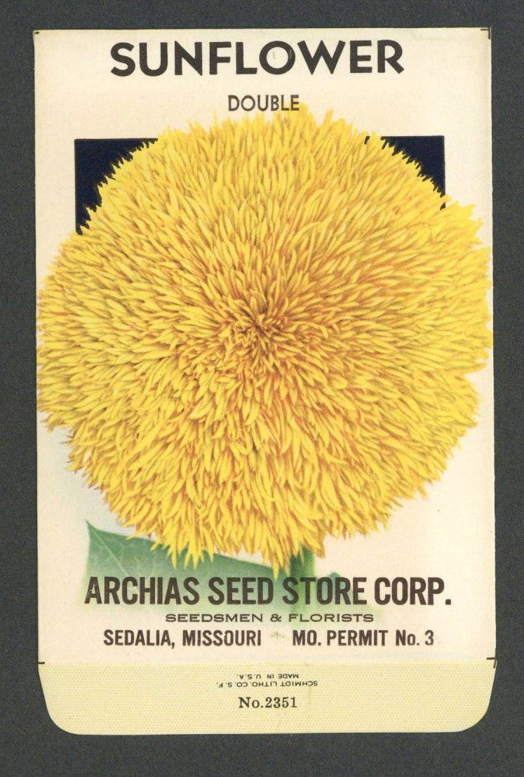 Sunflower Vintage Archias Seed Store Seed Packet