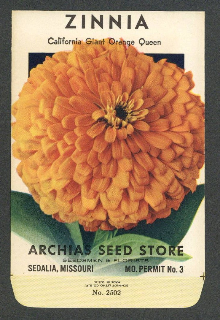 Zinnia Vintage Archias Seed Store Seed Packet