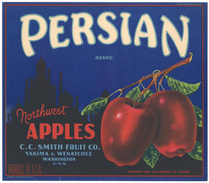 Persian Brand Washington Apple Crate Label