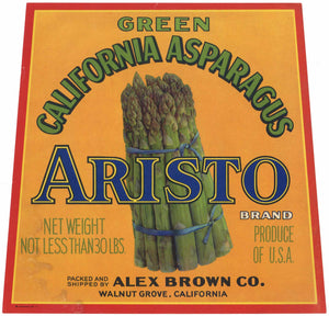 Aristo Brand Vintage Walnut Grove Asparagus Crate Label