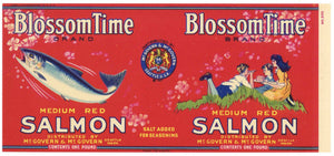 Blossom Time Brand Vintage Seattle Washinton Salmon Can Label