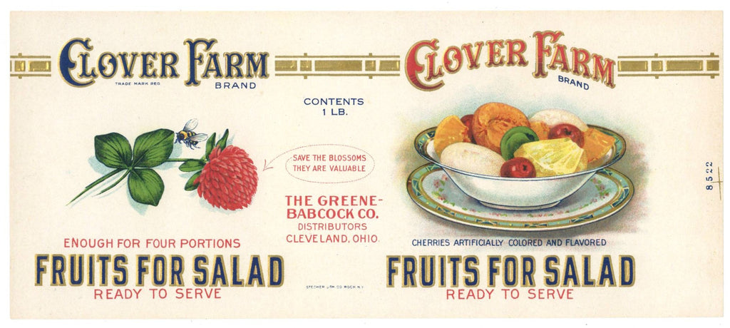Clover Farm Brand Vintage Cleveland Ohio Fruit Salad Can Label