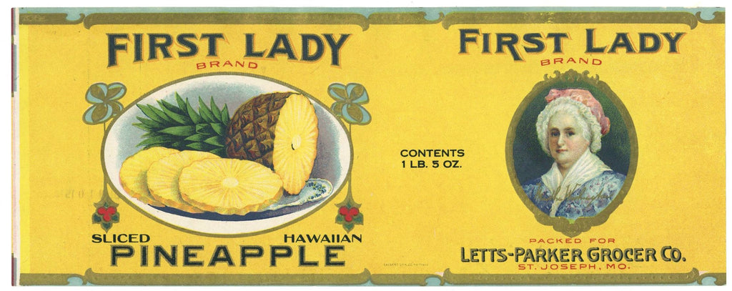 First Lady Brand Vintage St. Joseph Missouri Pineapple Can Label