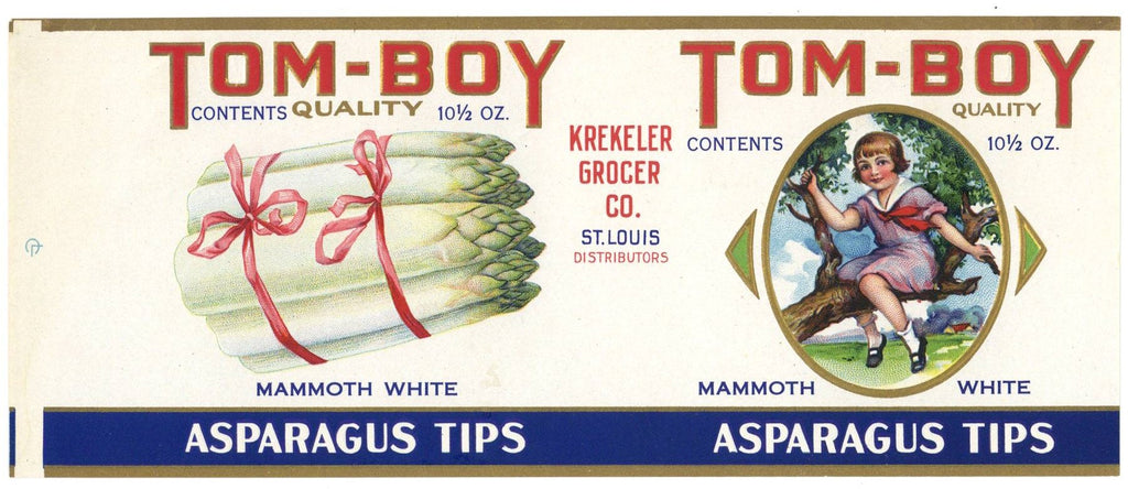 Tom-Boy Brand Vintage St Louis Missouri Asparagus Can Label