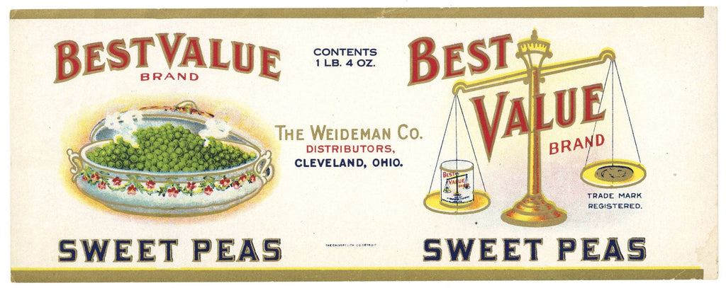 Best Value Brand Vintage Cleveland Ohio Peas Can Label