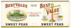 Best Value Brand Vintage Cleveland Ohio Peas Can Label