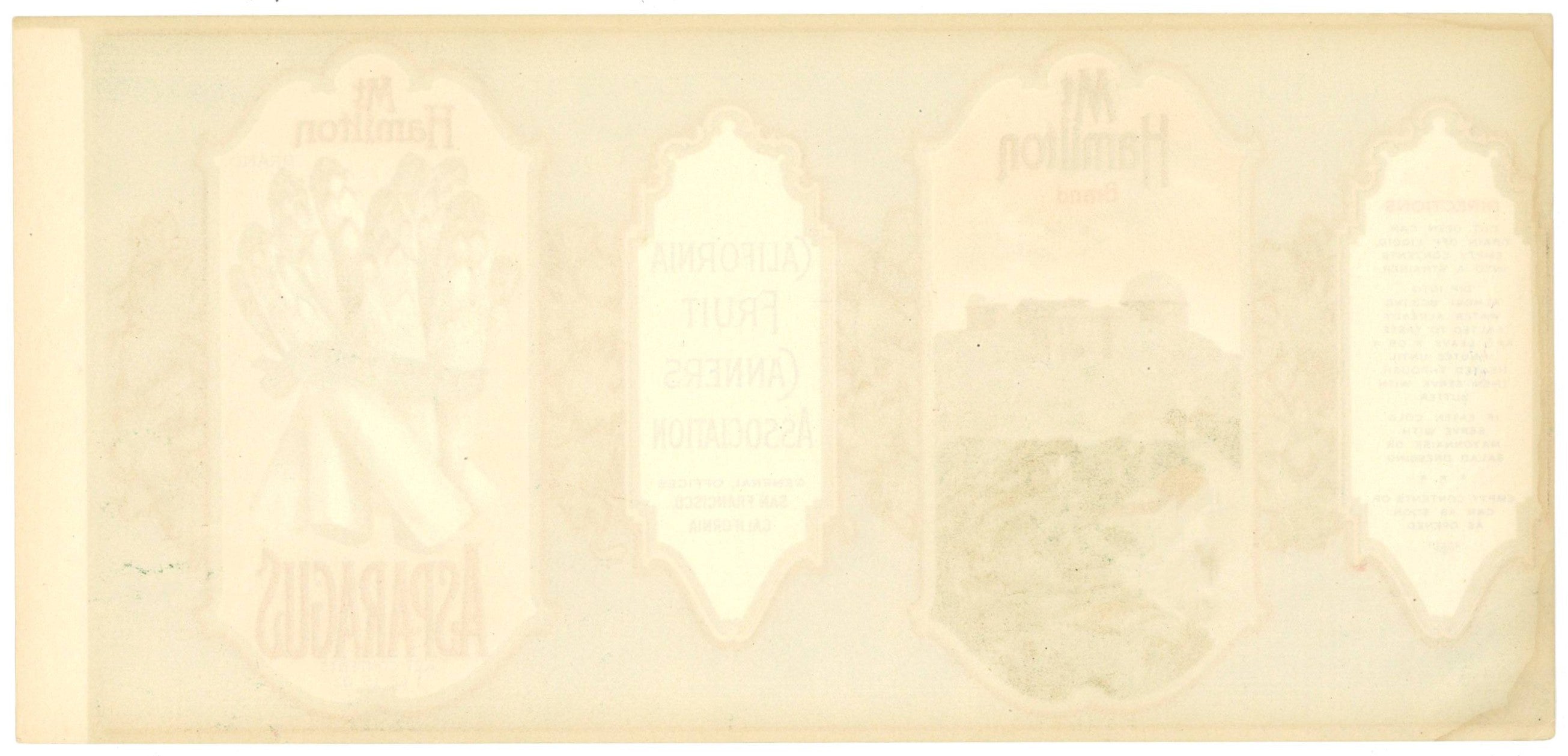 Mt. Hamilton Brand Vintage Asparagus Can Label, California Fruit Canne ...