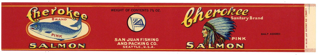 Cherokee Brand Vintage Seattle Washington Salmon Can Label