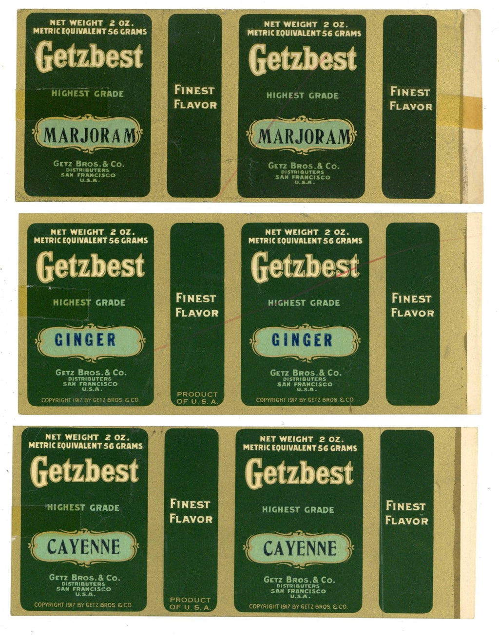 Getzbest Brand Vintage Spice Can Label Set