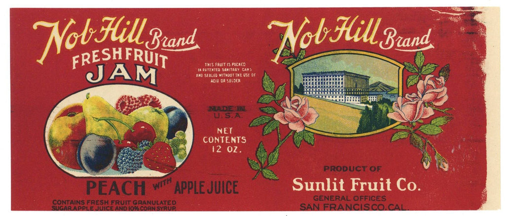Nob Hill Brand Vintage Jam Can Label