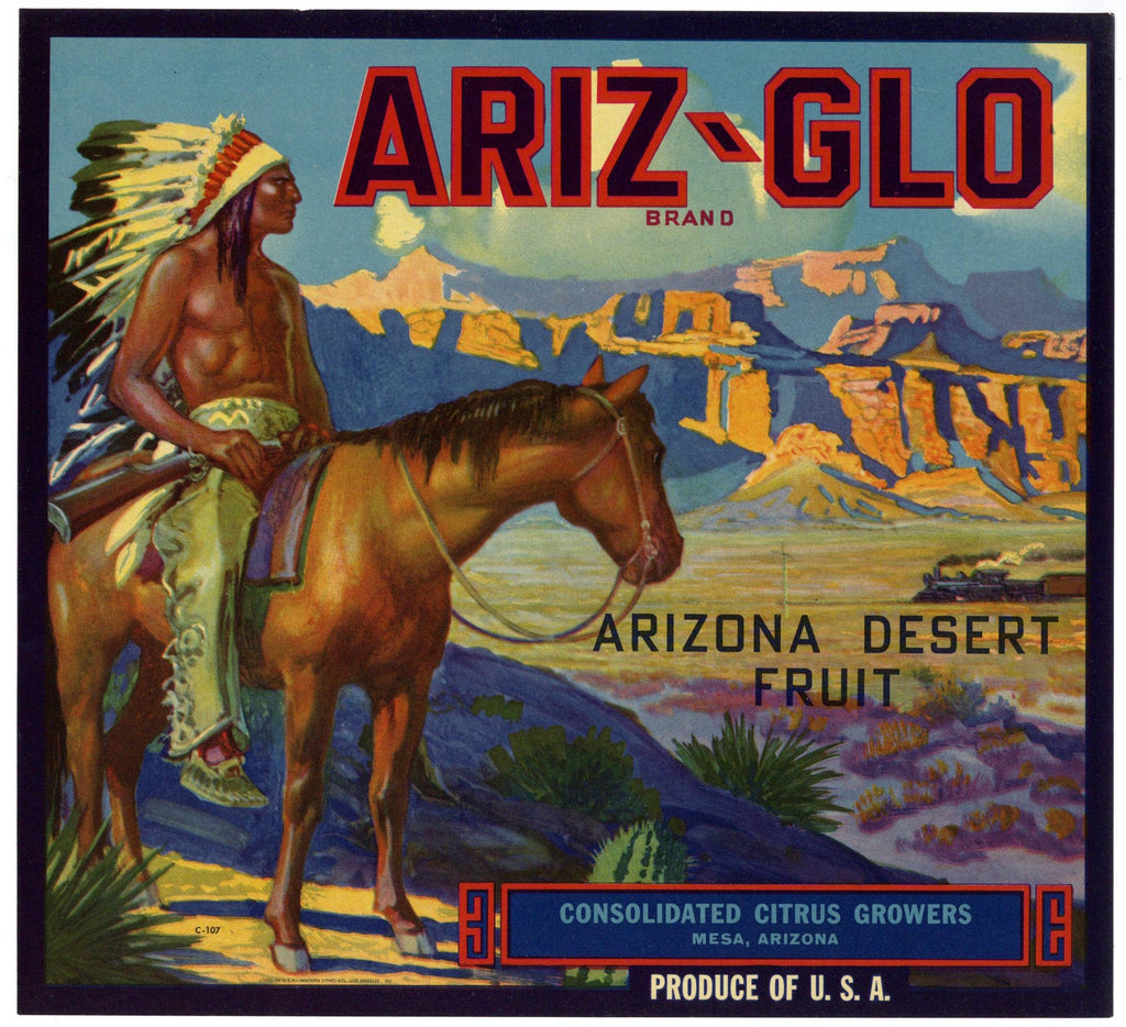 Ariz-Glo Brand Vintage Mesa Arizona Citrus Crate Label