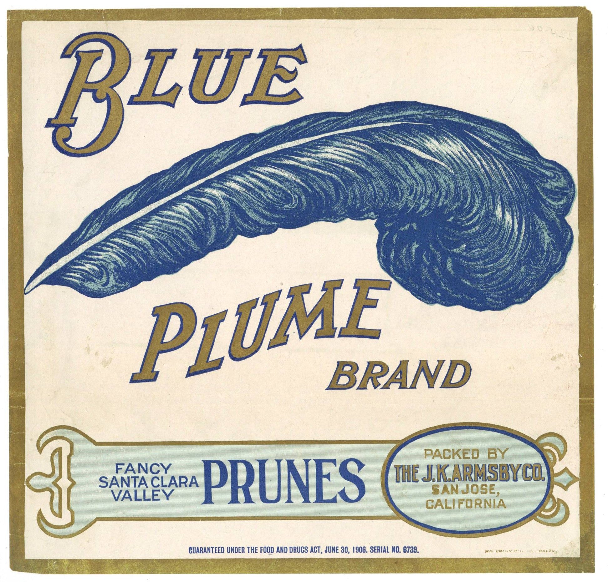 Blue Plume Brand Vintage Santa Clara Prune Case Label – thelabelman