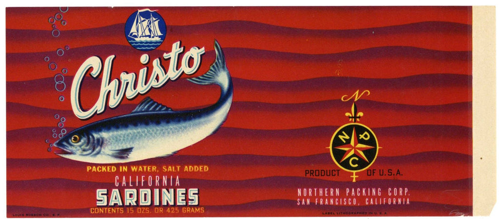 Christo Brand Vintage Sardine Can Label