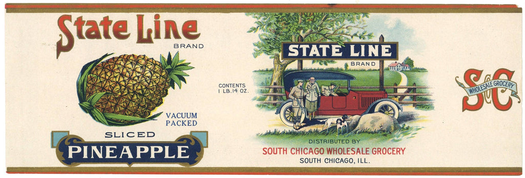 State Line Brand Vintage Chicago Illinois Can Label