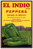El Indio Brand Vintage Vegetable Crate Label, Pepper