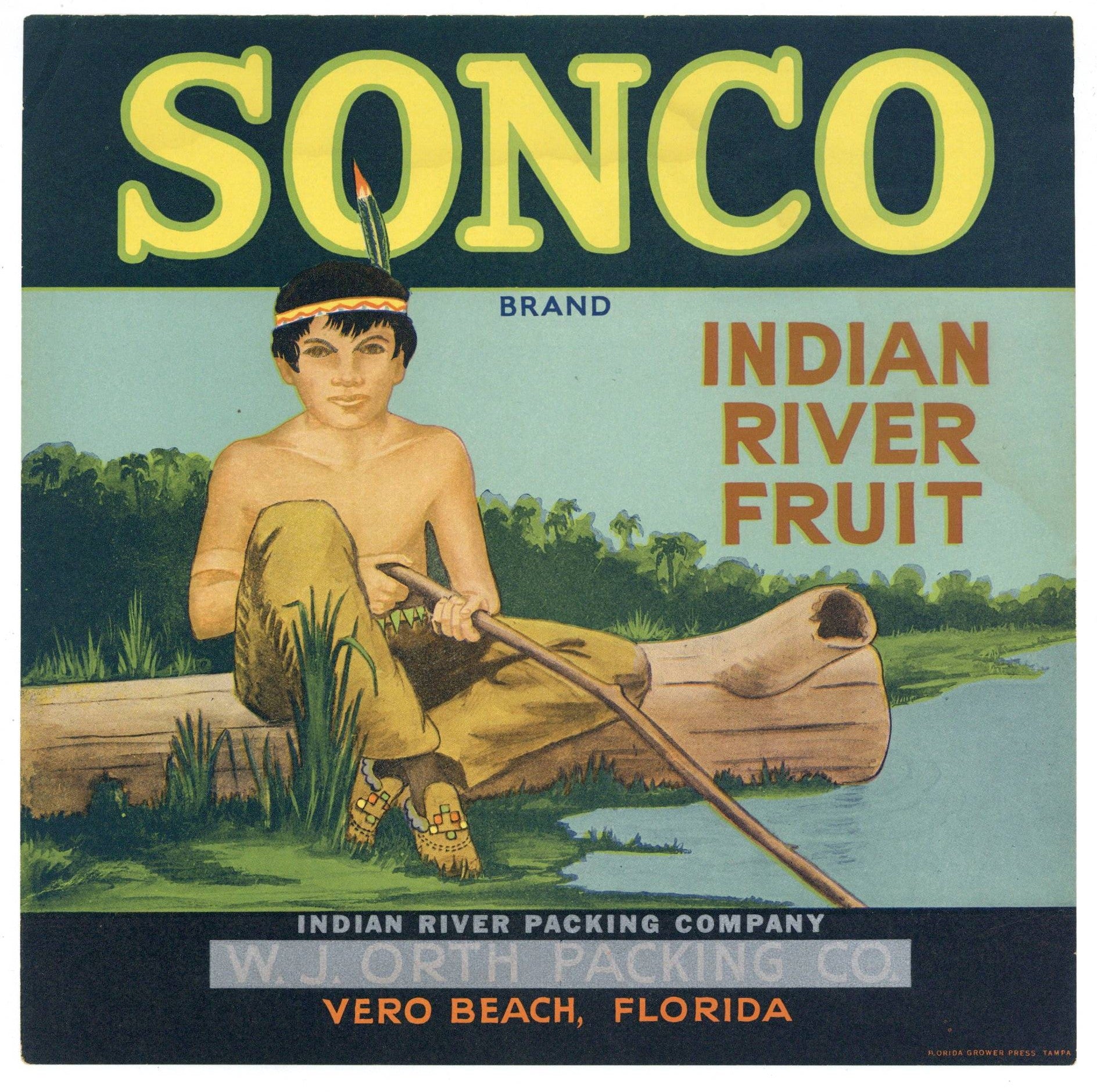 Sonco Brand Vintage Vero Beach Florida Citrus Crate Label