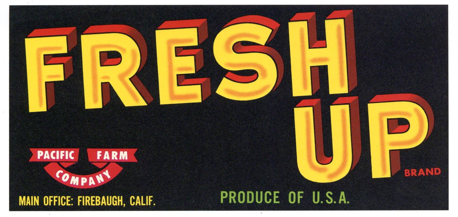 Fresh Up Brand Vintage Firebaugh California Produce Crate Label