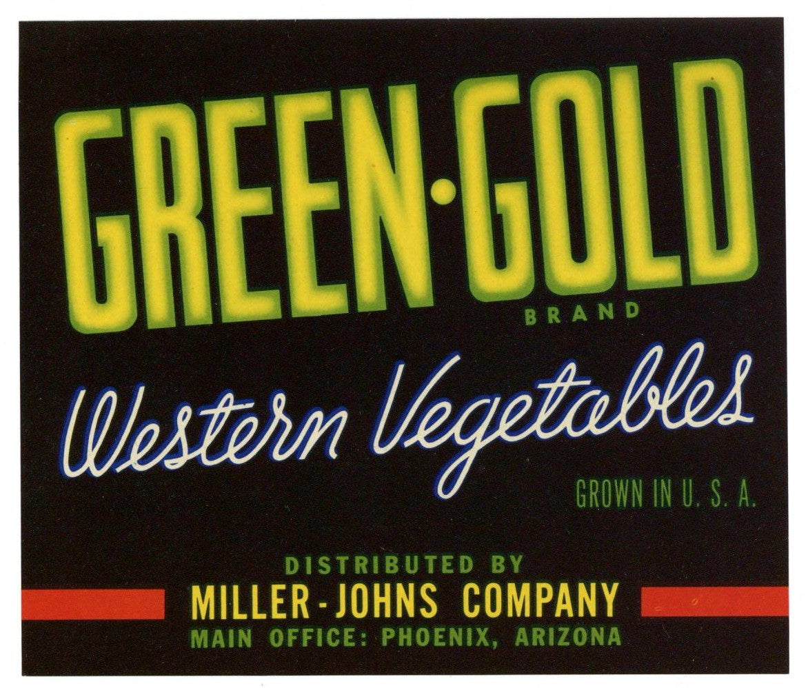 Green Gold Brand Vintage Phoenix Arizona Produce Crate Label