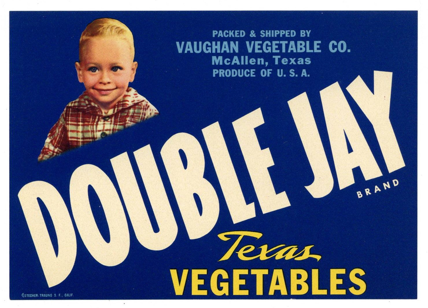 Double Jay Brand Vintage McAllen Texas Produce Crate Label