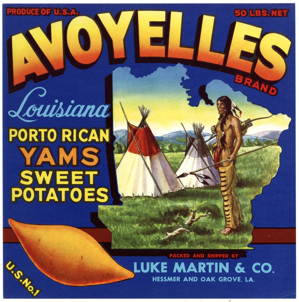Avoyelles Brand Vintage Oak Grove Louisiana Yam Crate Label