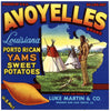 Avoyelles Brand Vintage Oak Grove Louisiana Yam Crate Label
