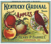 Kentucky Cardinal Brand Vintage Henderson Kentucky Apple Crate Label, printing flaws