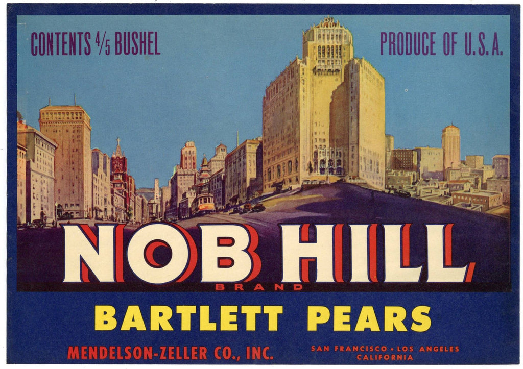 Nob Hill Brand Vintage Bartlett Pear Crate Label, wear