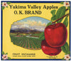 O. K. Brand Brand Vintage Yakima Washington Apple Crate Label