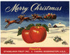 Merry Christmas Brand Vintage Apple Crate Label, red stripe