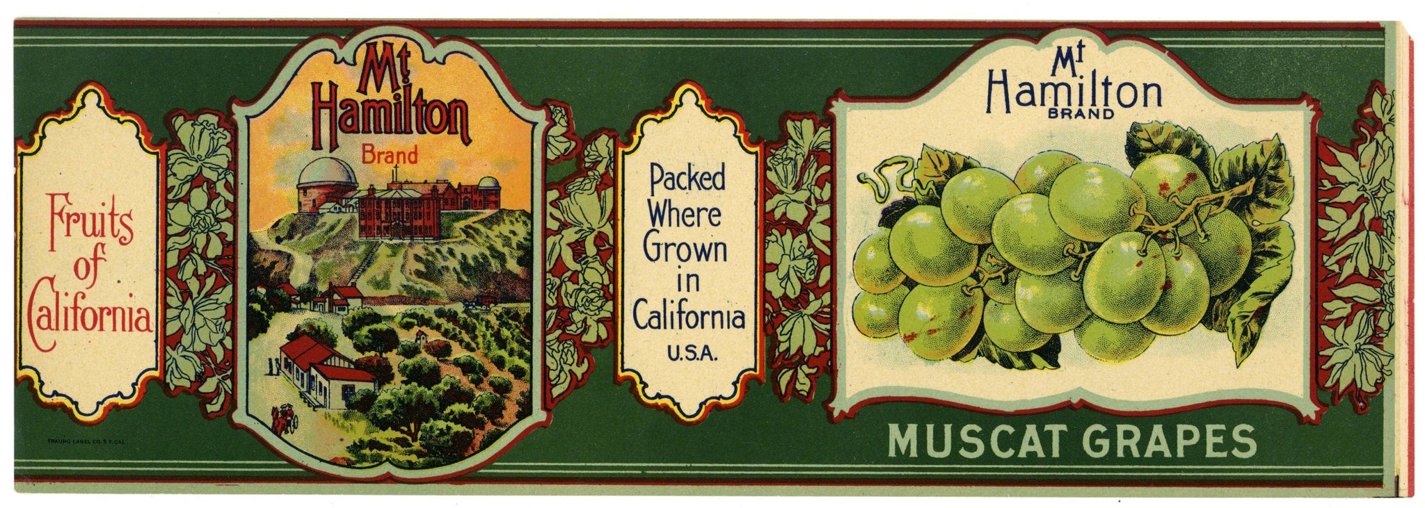 Mt. Hamilton Brand Vintage Muscat Grapes Can Label