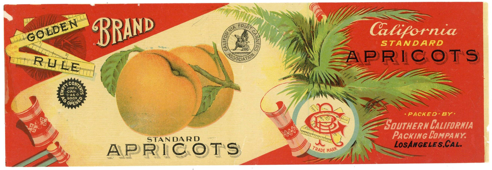 Golden Rule Brand Vintage Los Angeles California Apricot Can Label