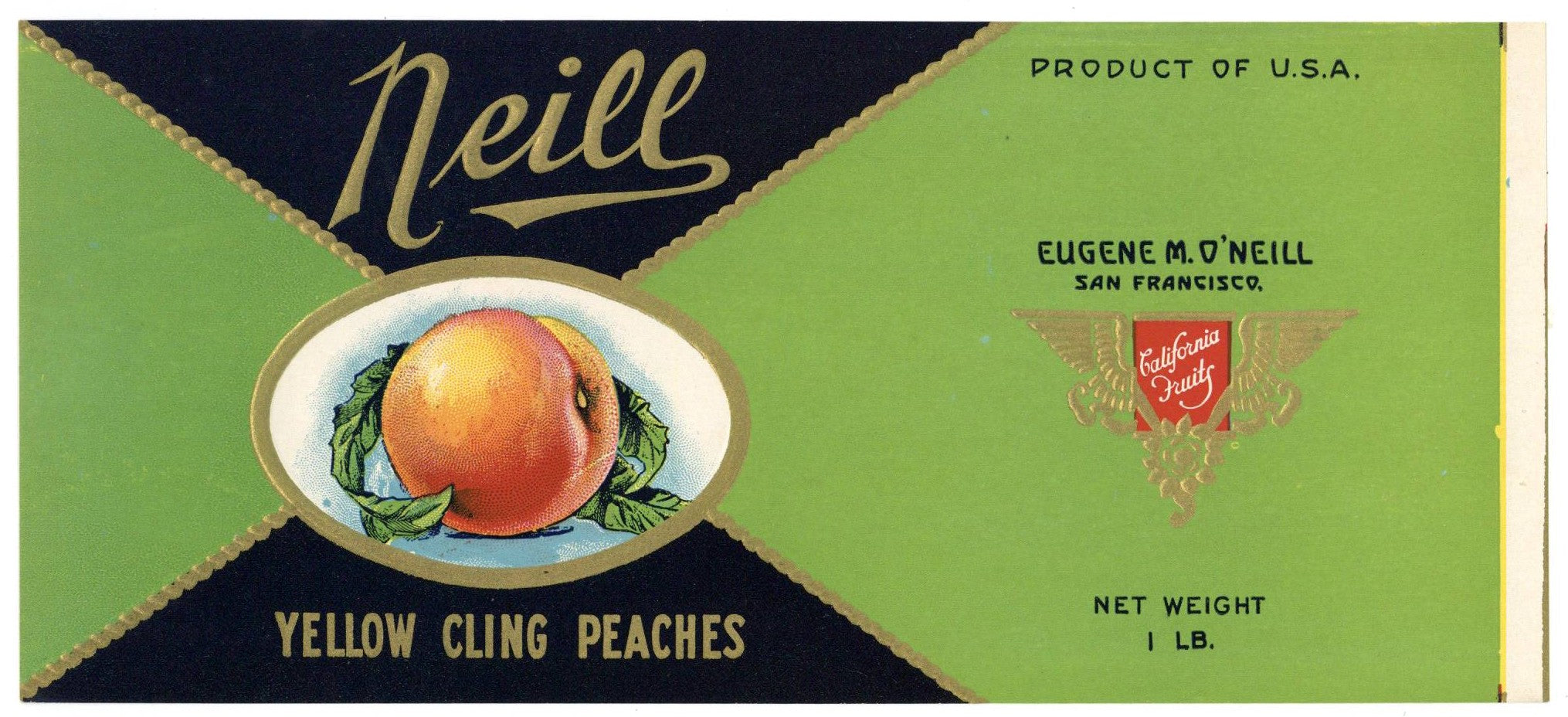 Neill Brand Vintage California Peach Can Label