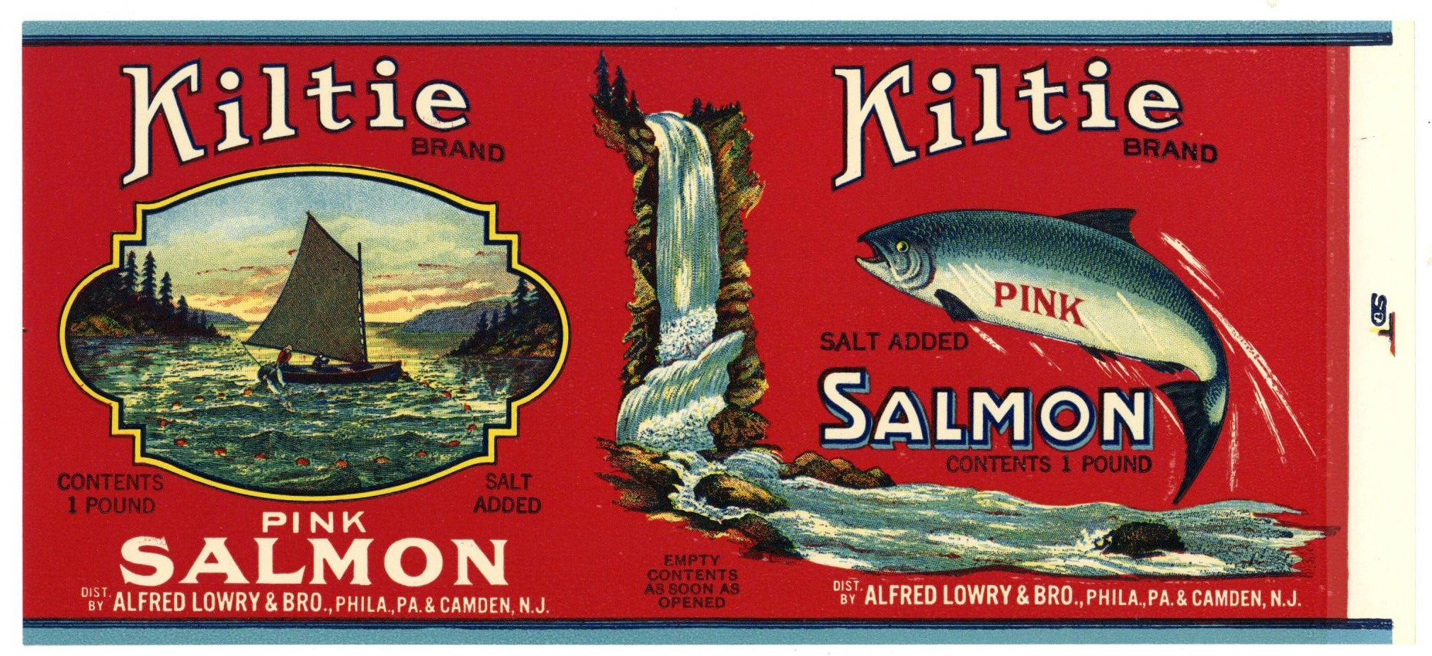 Kiltie Brand Vintage Camden New Jersey Salmon Can Label