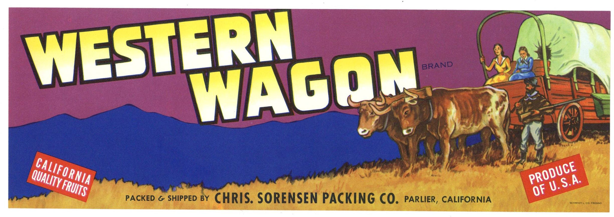Western Wagon Brand Parlier California Fruit Crate Label