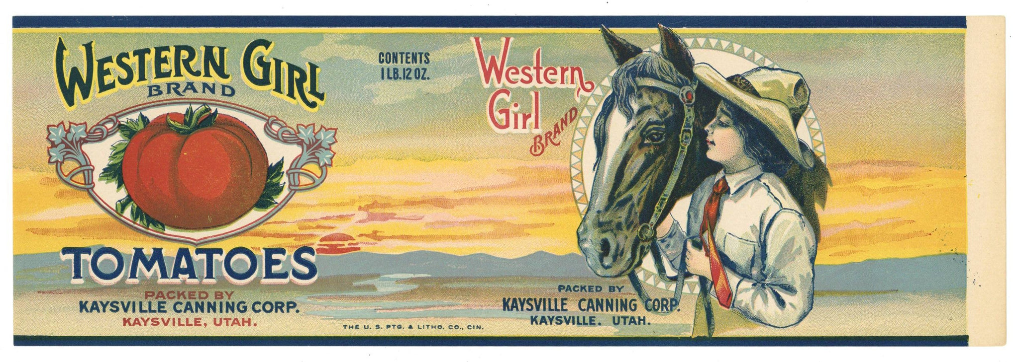 Western Girl Brand Vintage Kaysville Utah Tomato Can Label
