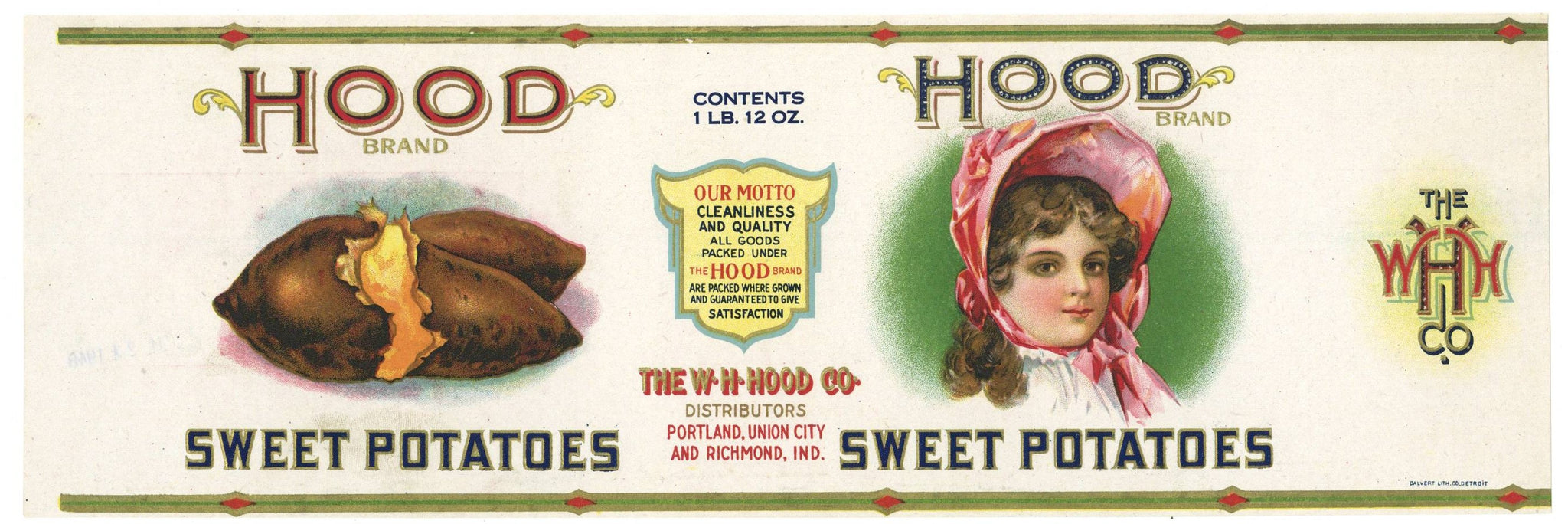 Hood Brand Vintage Indiana Sweet Potatoes Can Label