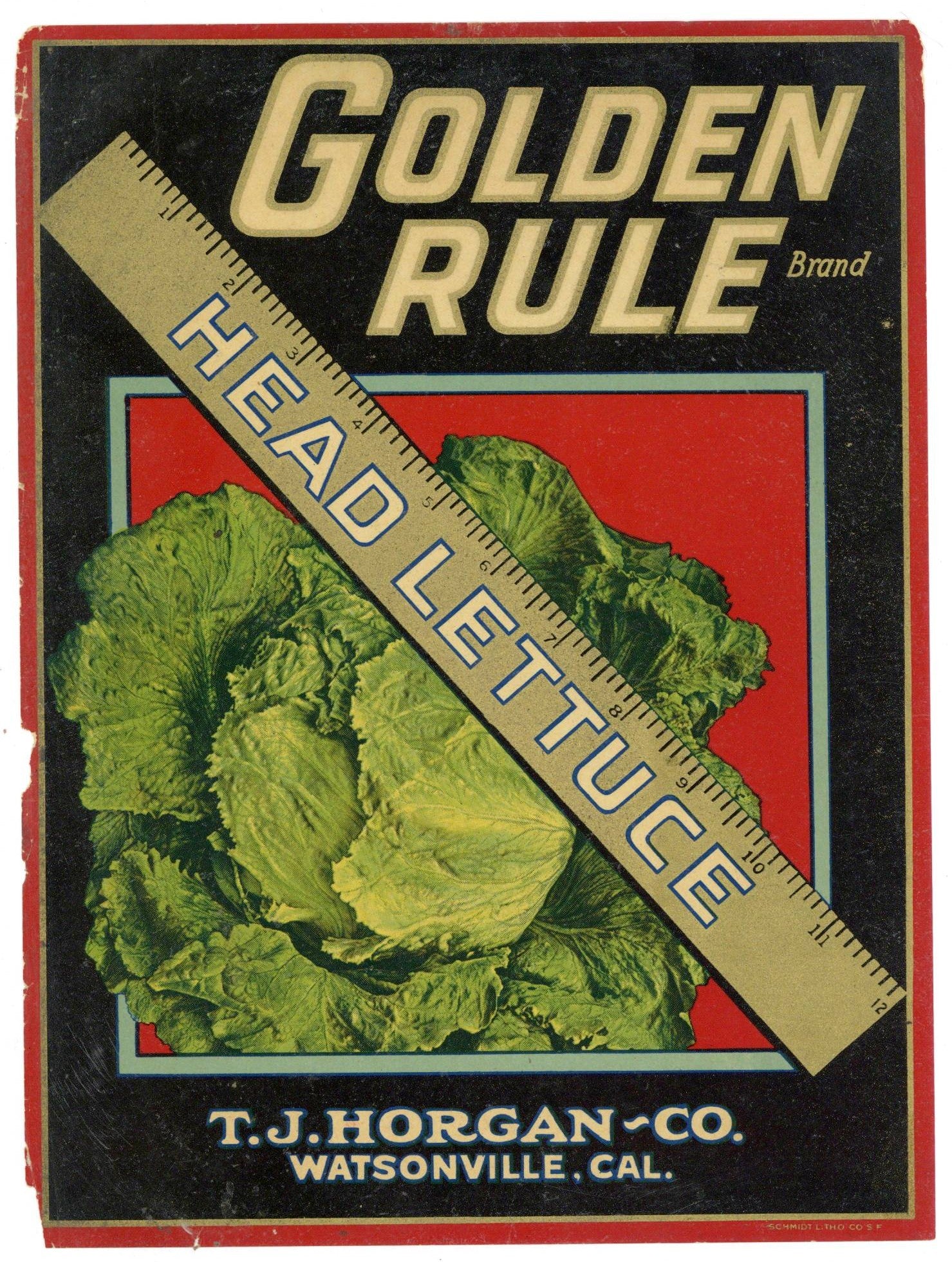 Golden Rule Brand Vintage Watsonville California Vegetable Crate Label