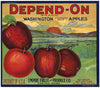 Depend-On Brand Vintage Yakima Washington Apple Crate Label, Empire Fruit