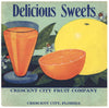 Delicious Sweets Brand Vintage Crescent City Florida Citrus Crate Label