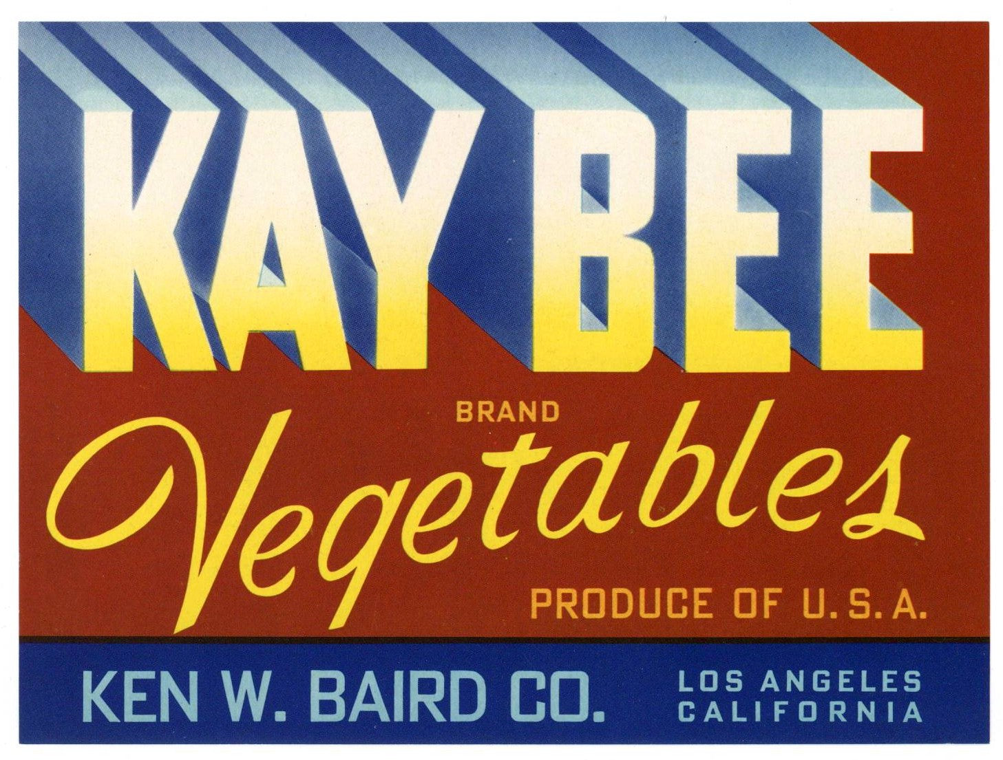 Kay Bee Brand Vintage Vegetable Crate Label