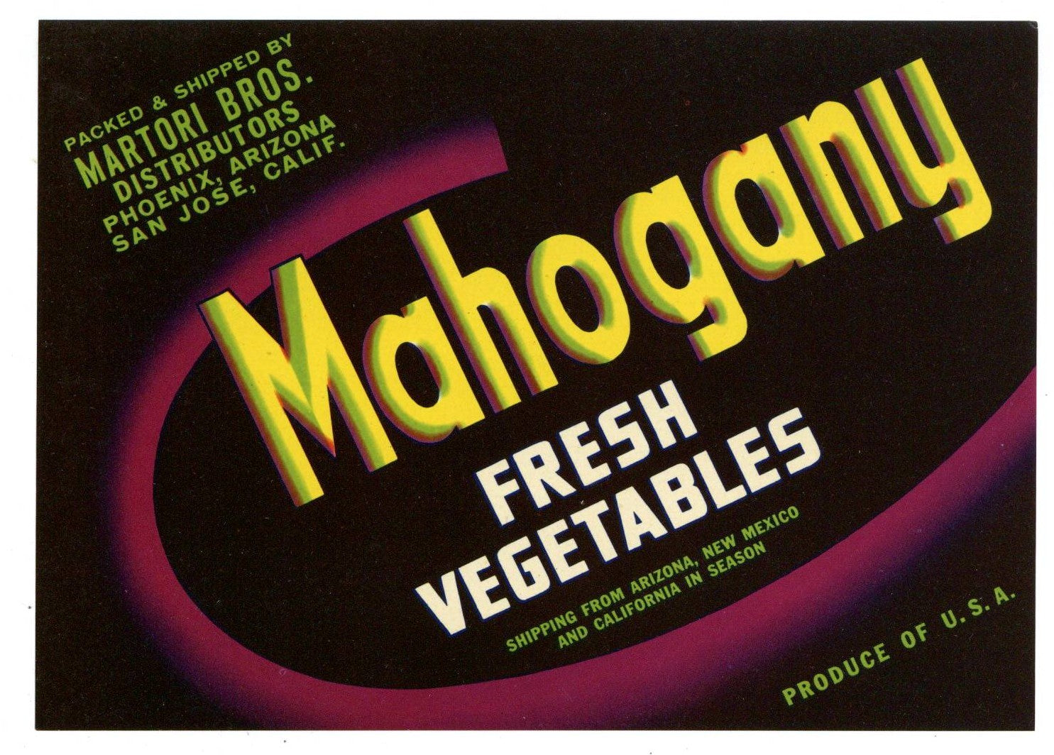 Mahogany Brand Vintage San Jose California Vegetable Crate Label ...