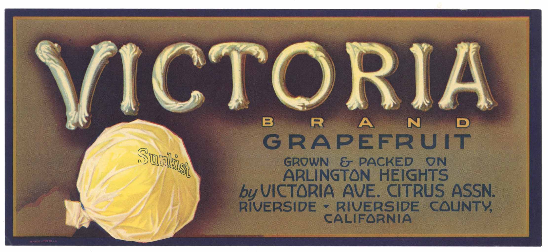 Victoria Brand Vintage Riverside Grapefruit Crate Label, lug – thelabelman