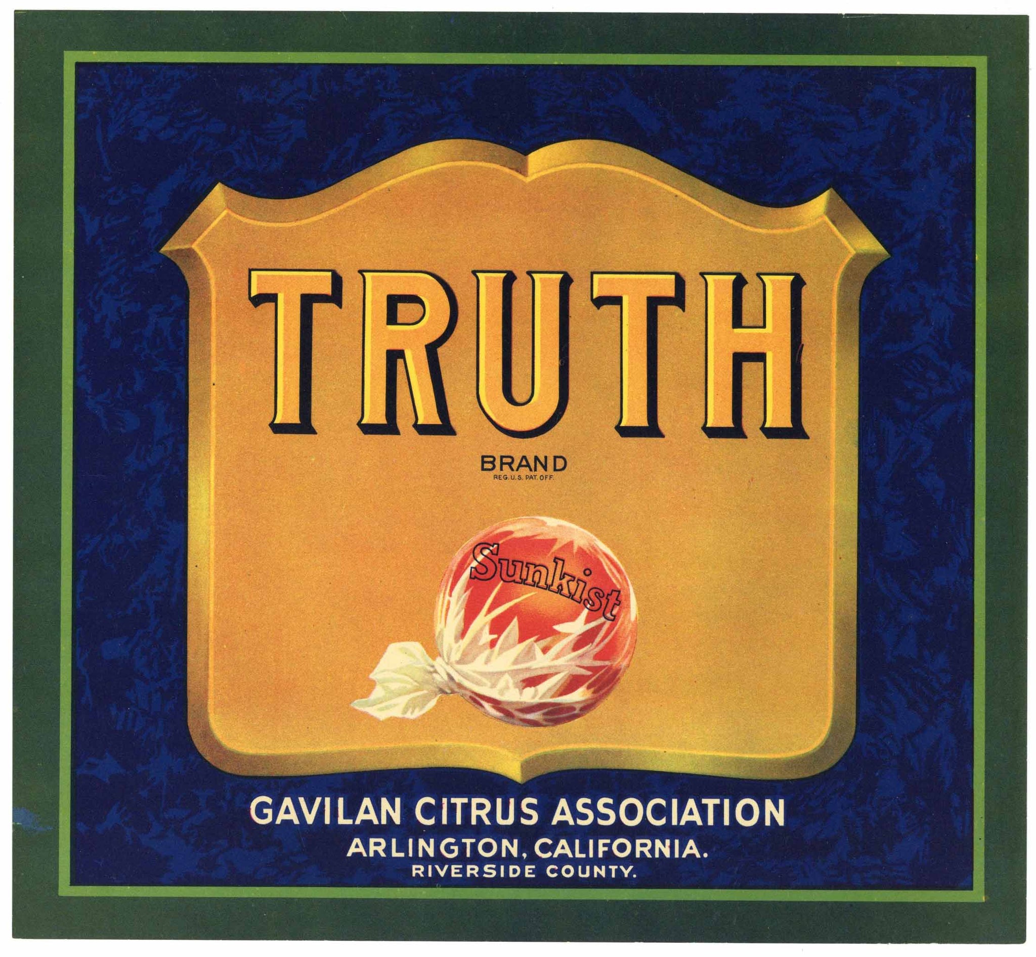 Truth Brand Vintage Arlington Orange Crate Label