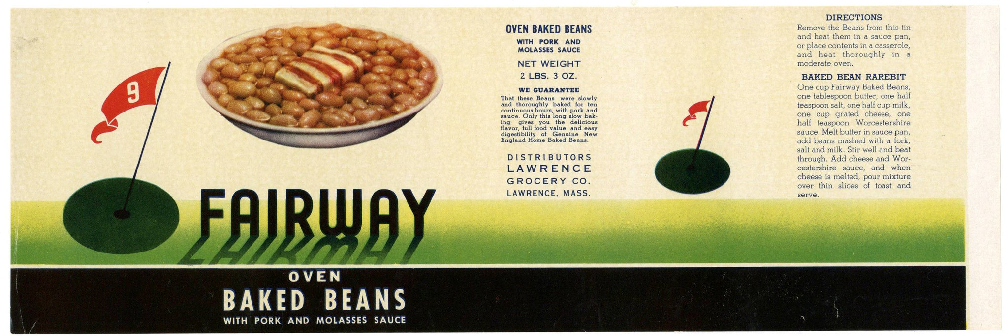 Fairway Brand Vintage Lawrence Massachusetts Baked Beans Can Label